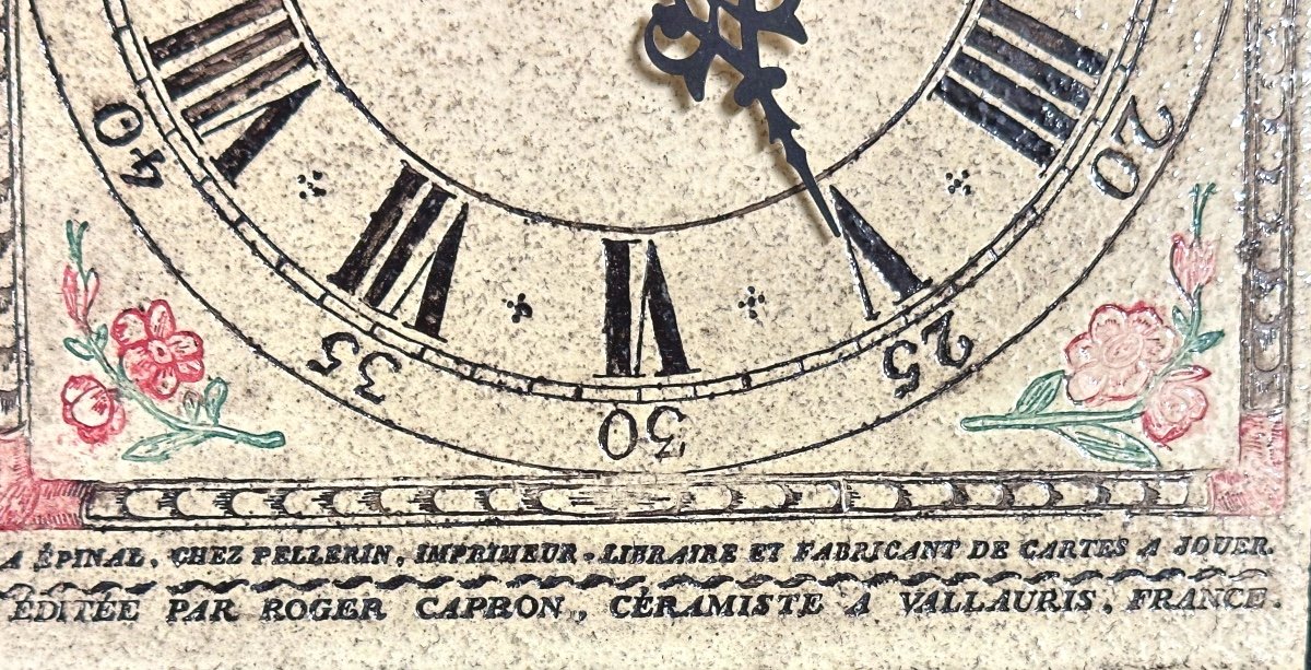 Roger CAPRON 1922-2006 Horloge murale en grès signée pendule en très bon état-photo-3