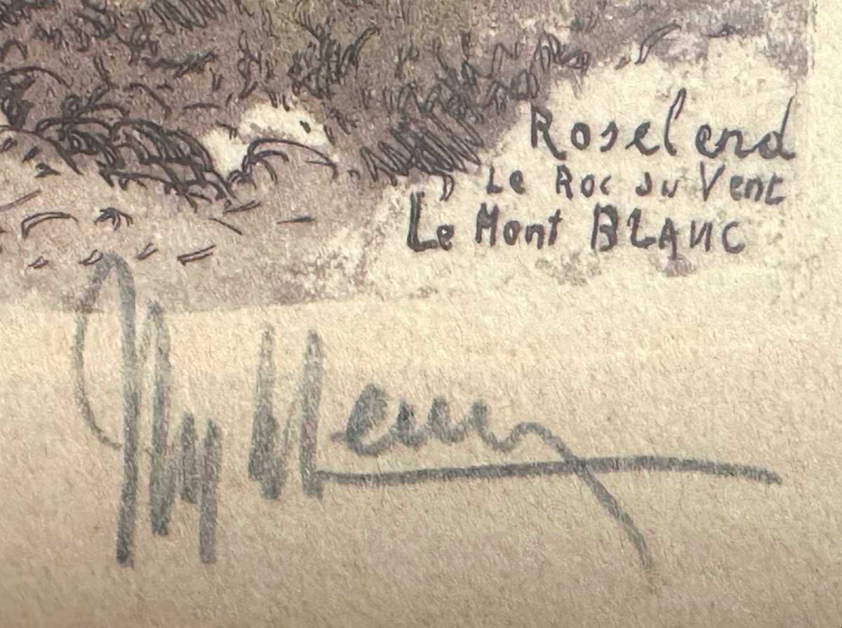 Joanny Drevet 1889-1969 Le Mont Blanc Roselend Roc Du Vent Aquatinte Signée Alpes Montagne -photo-3