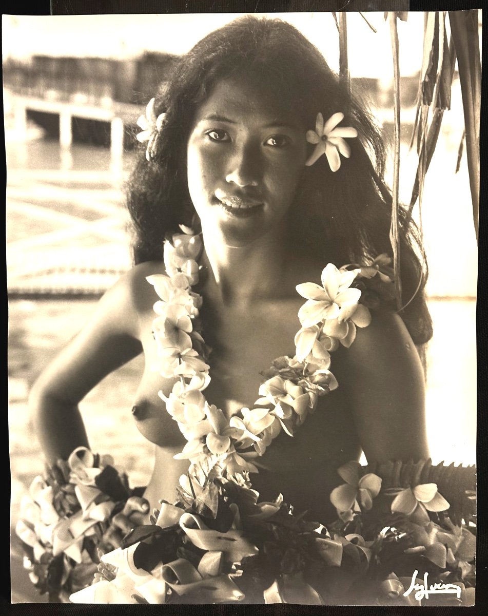 Adolphe SYLVAIN 1920-1991 Grande photographie jeune tahitienne dénudée Tahiti photo  /1-photo-2