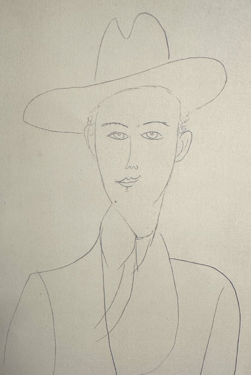 Amadeo Modigliani 1884-1920 Young Man Seated Large Lithograph Signed Published By Leda Jacomet