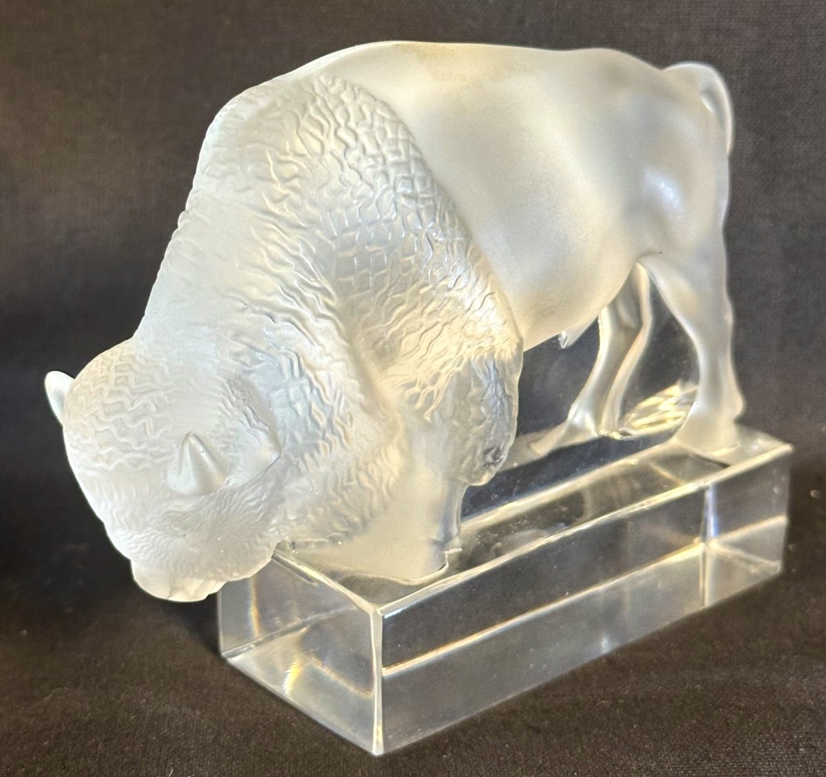 Lalique France Bison Paperweight Signed And Referenced René Lalique Marcilhac Catalog-photo-4