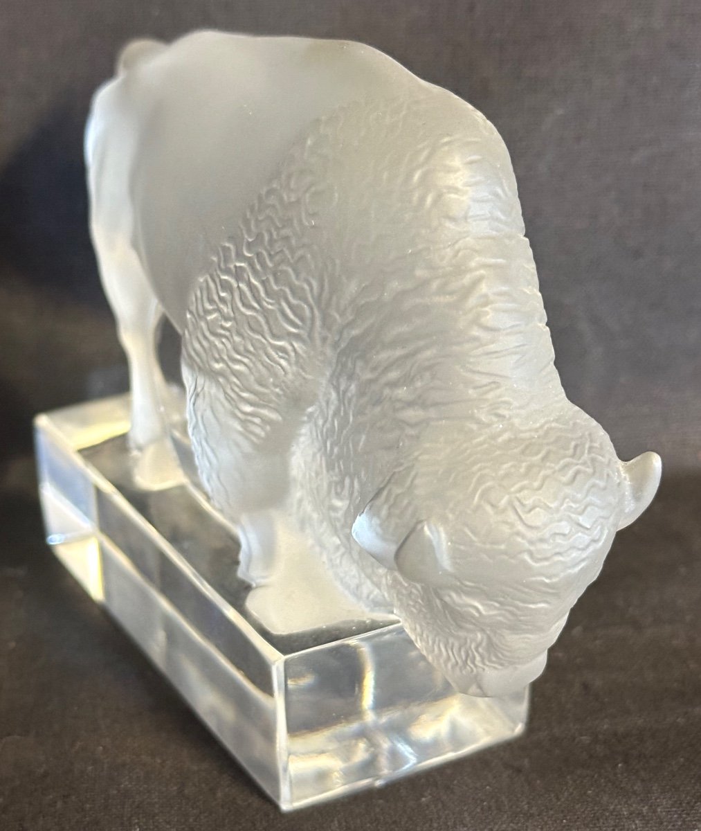 Lalique France Bison Paperweight Signed And Referenced René Lalique Marcilhac Catalog-photo-1