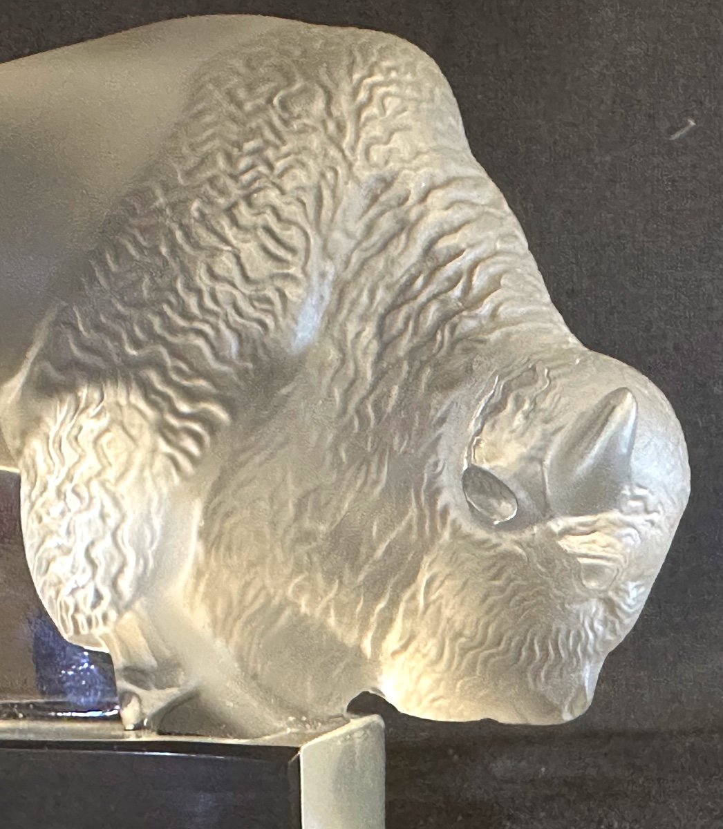 Lalique France Bison Paperweight Signed And Referenced René Lalique Marcilhac Catalog-photo-3