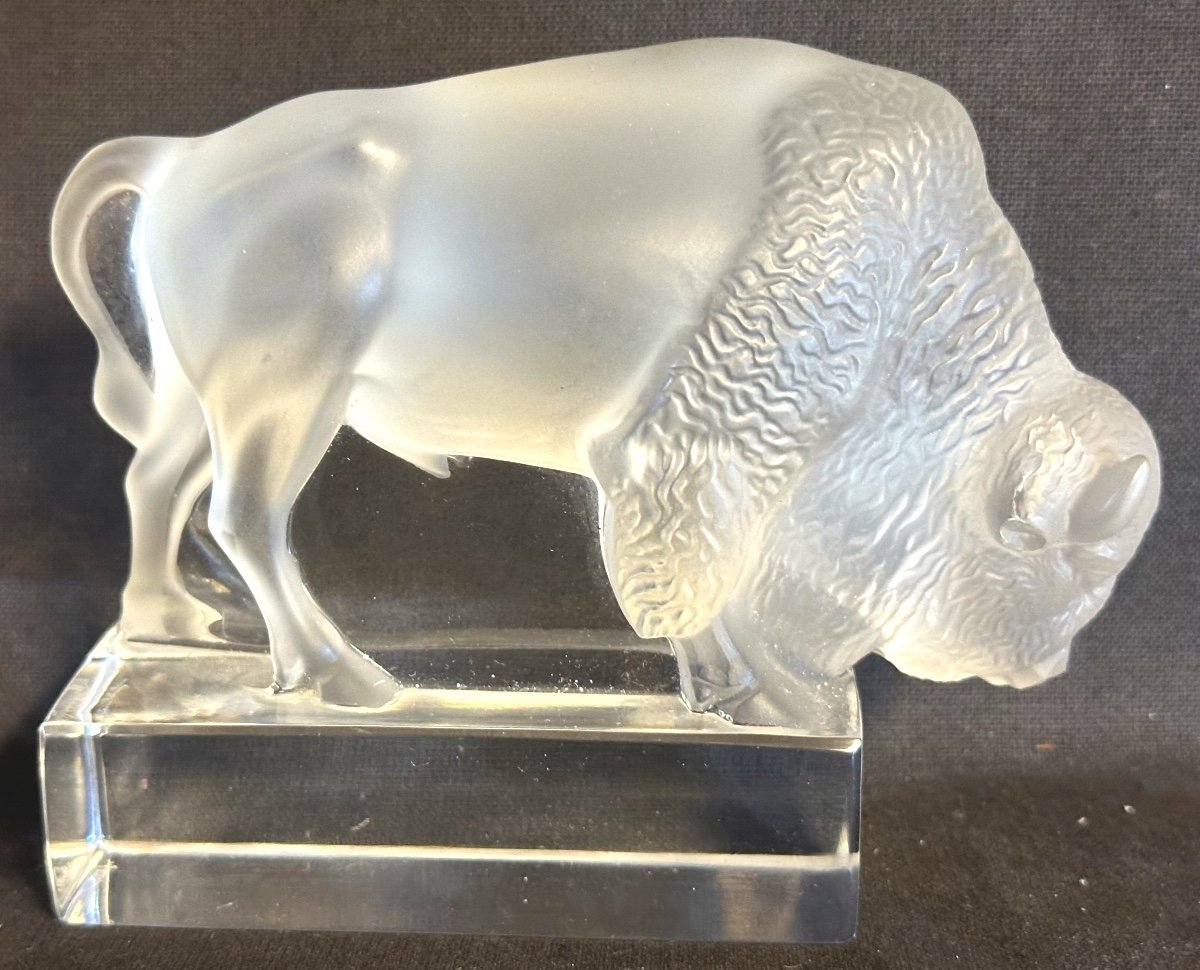 Lalique France Bison Paperweight Signed And Referenced René Lalique Marcilhac Catalog