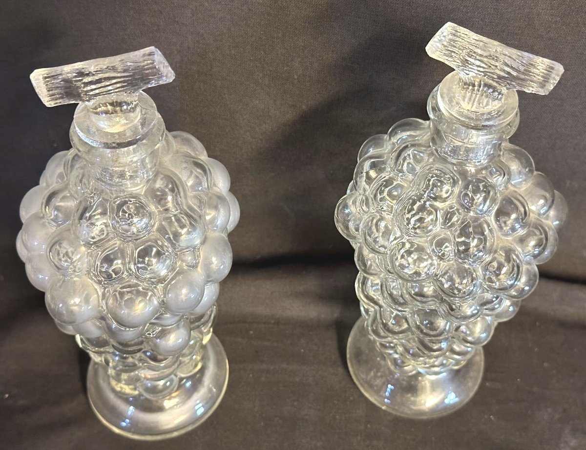 Legras Attributed Pair Of Grape Bunch Bottles Blown Glass Wine Bottle Early 20th Century-photo-2