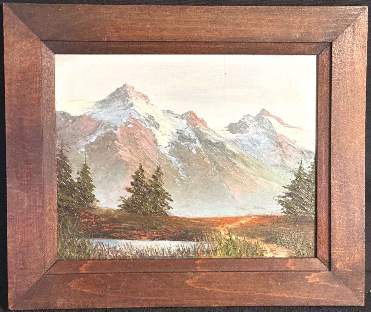 Astrid Walford 1907-1984 Pair (2) Oil Mountain Landscape With Snow Alps Oisans-photo-4