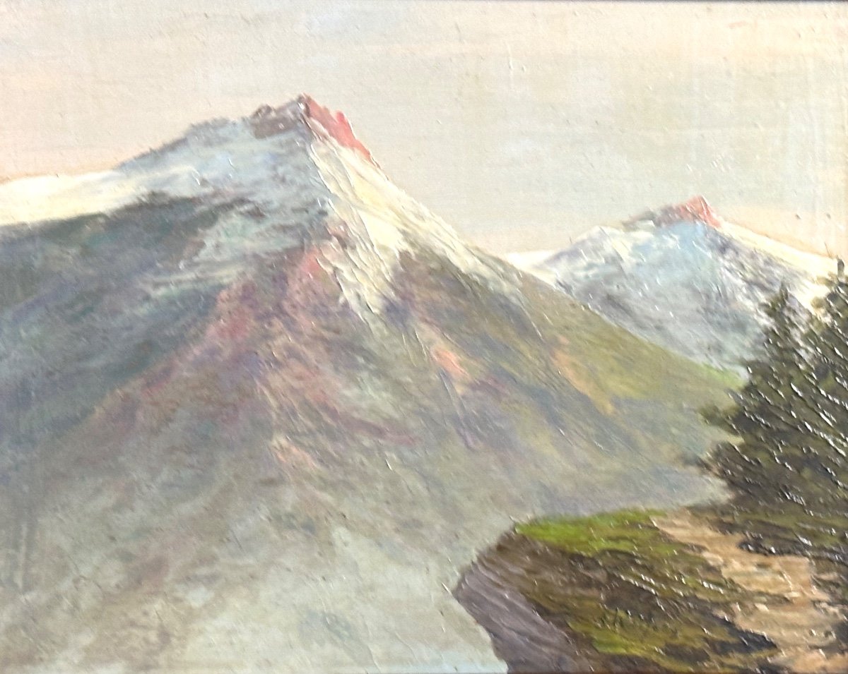 Astrid Walford 1907-1984 Pair (2) Oil Mountain Landscape With Snow Alps Oisans-photo-4