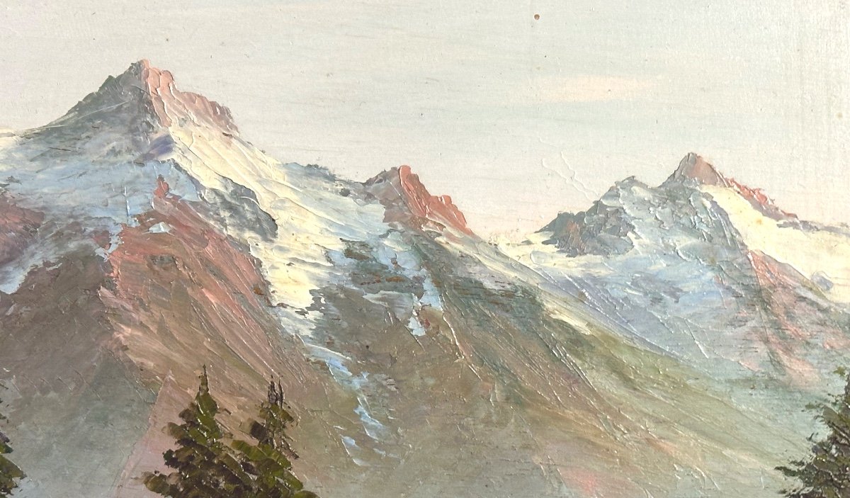 Astrid Walford 1907-1984 Pair (2) Oil Mountain Landscape With Snow Alps Oisans-photo-7