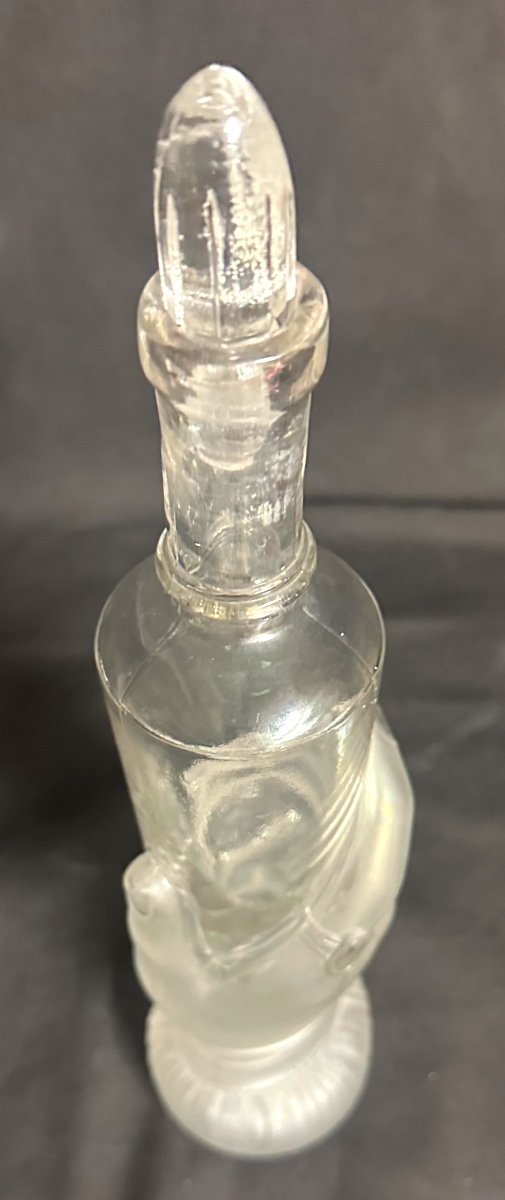 Legras Bottle With Hand Subject Around 1900 In Molded Glass With Stopper-photo-4