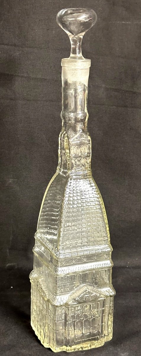 Legras Bottle With Subject Mole Antonelliana Turin Italy In Molded Glass 19th Century Architecture