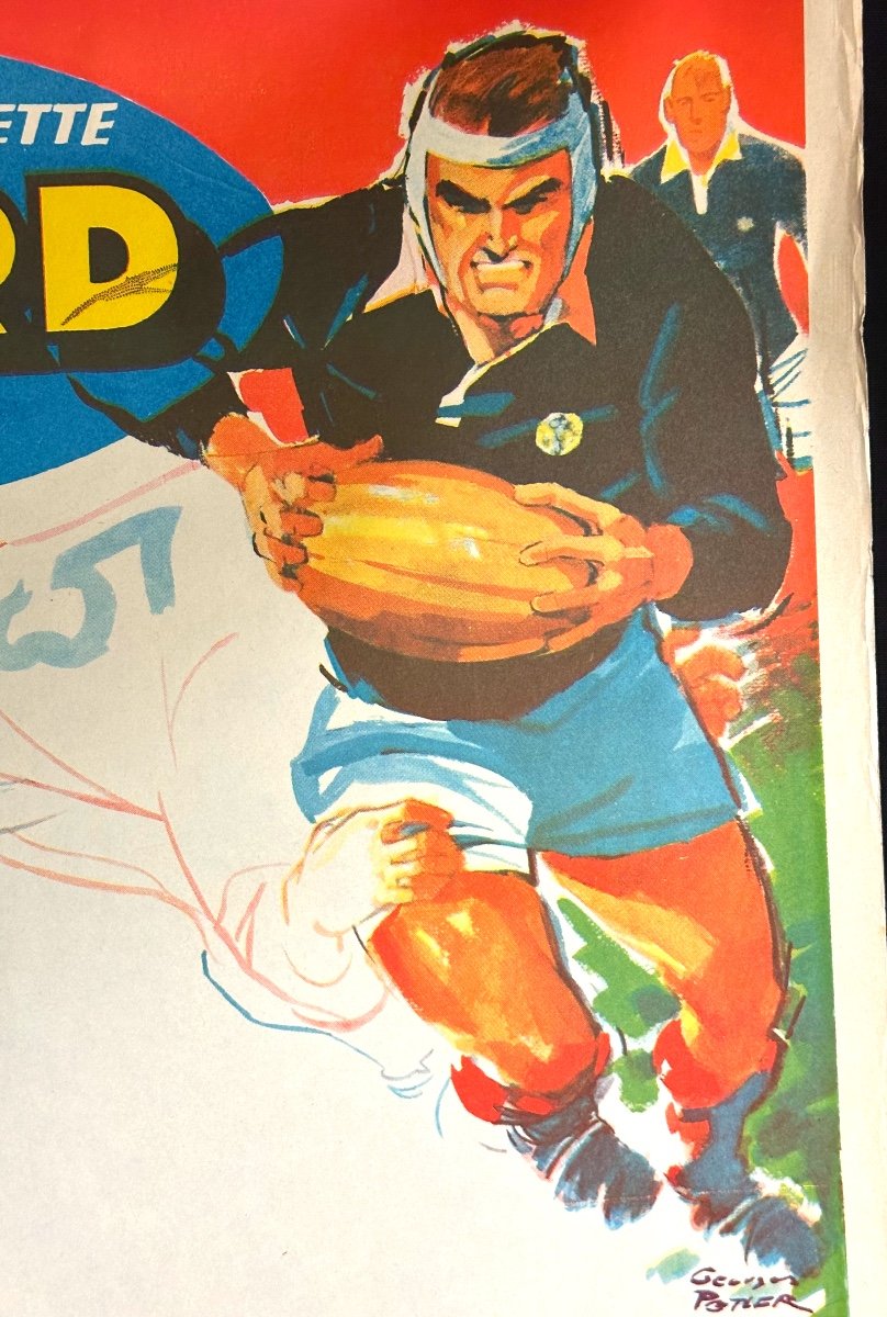 Old Poster Ricard Rugbyman Georges Potier 1929 Pastis Marseille Rugby Sport  /1-photo-4