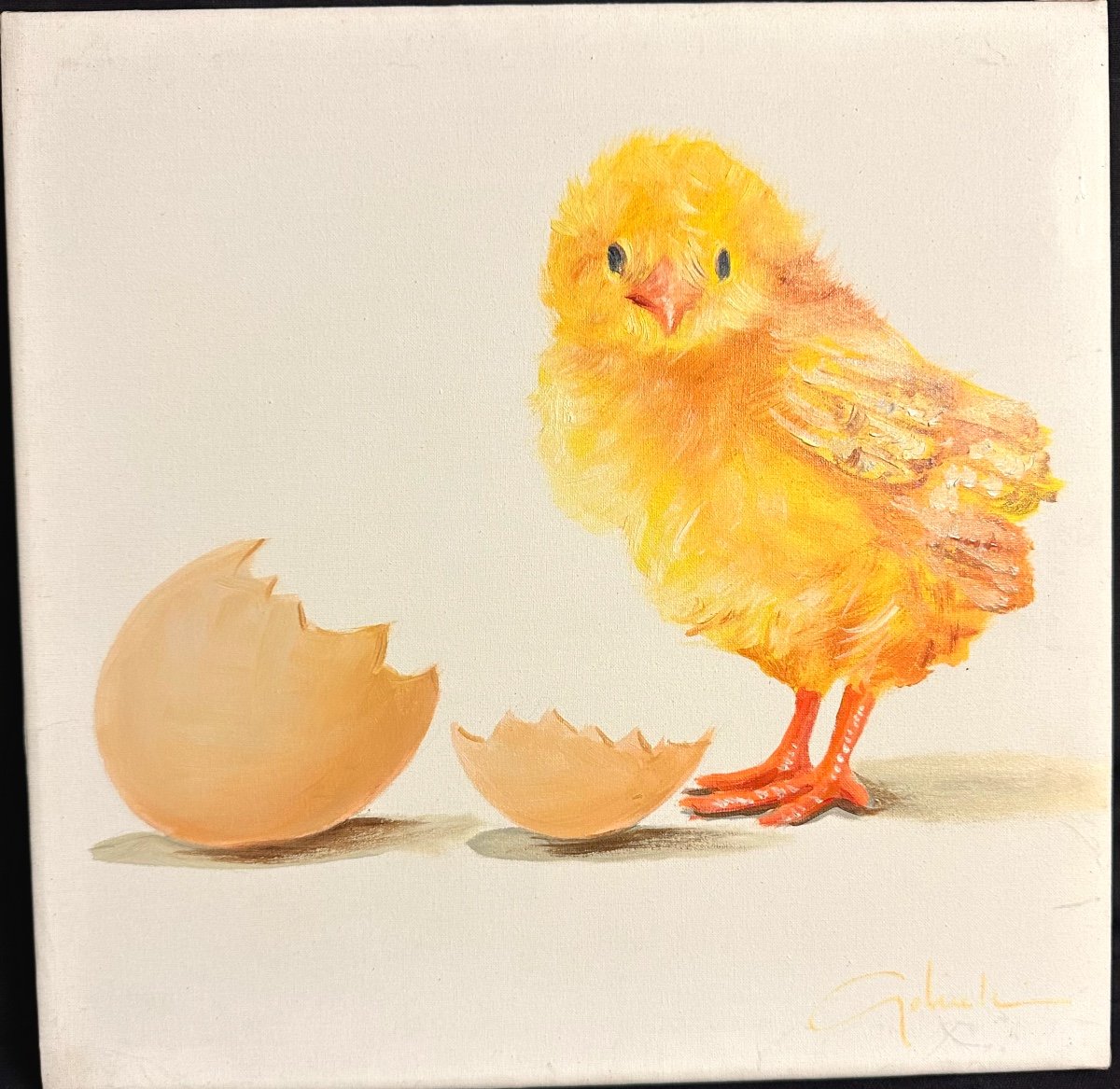 Gabriele Golinelli 1941 Suite Of 3 Signed Oils Egg Chicken Provenance Sirmionte Gallery-photo-2