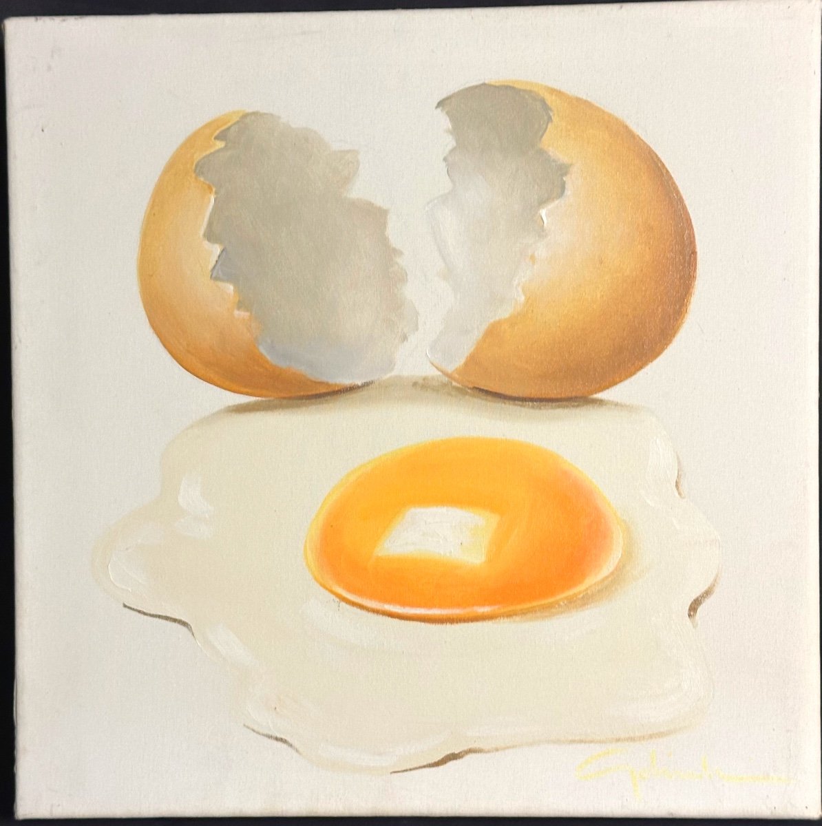 Gabriele Golinelli 1941 Suite Of 3 Signed Oils Egg Chicken Provenance Sirmionte Gallery-photo-4