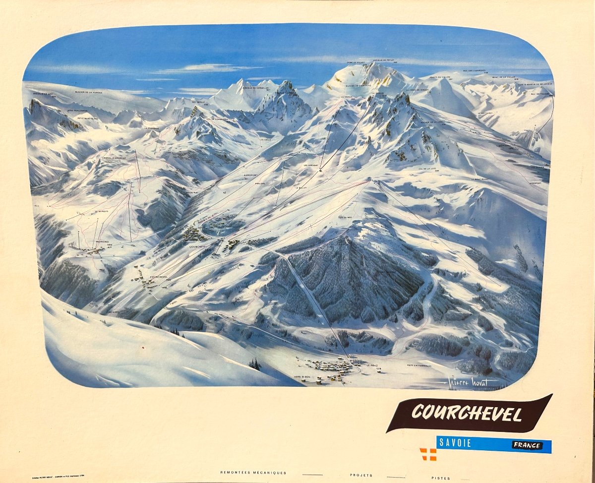 Pierre Novat Poster 46x55cm Courchevel 1962 Ski Slopes Savoie Mountain Alps 