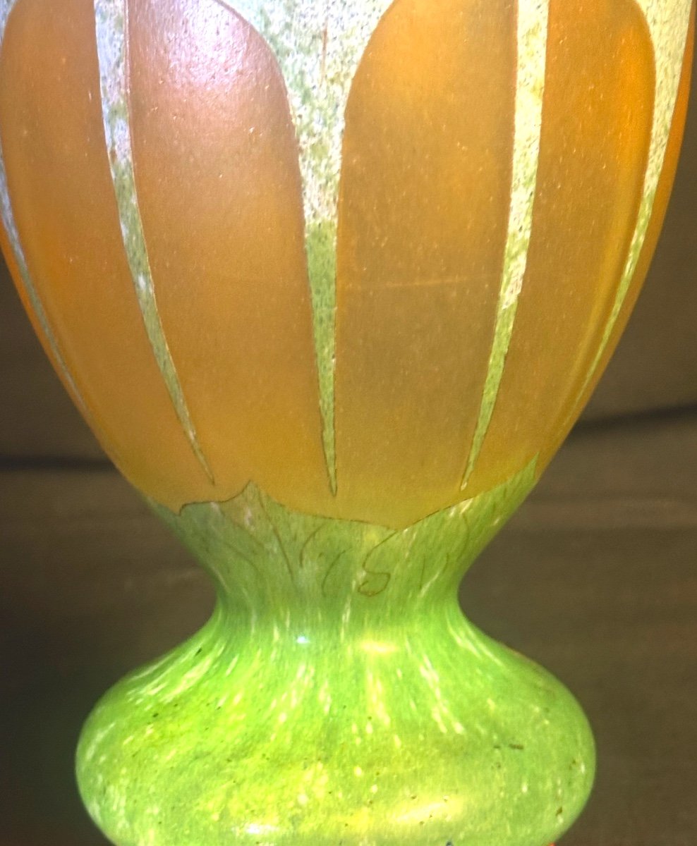 Le Verre Français Grand et rare vase 47,5cm signé au berlingot Schneider Charder Tres bon état-photo-2