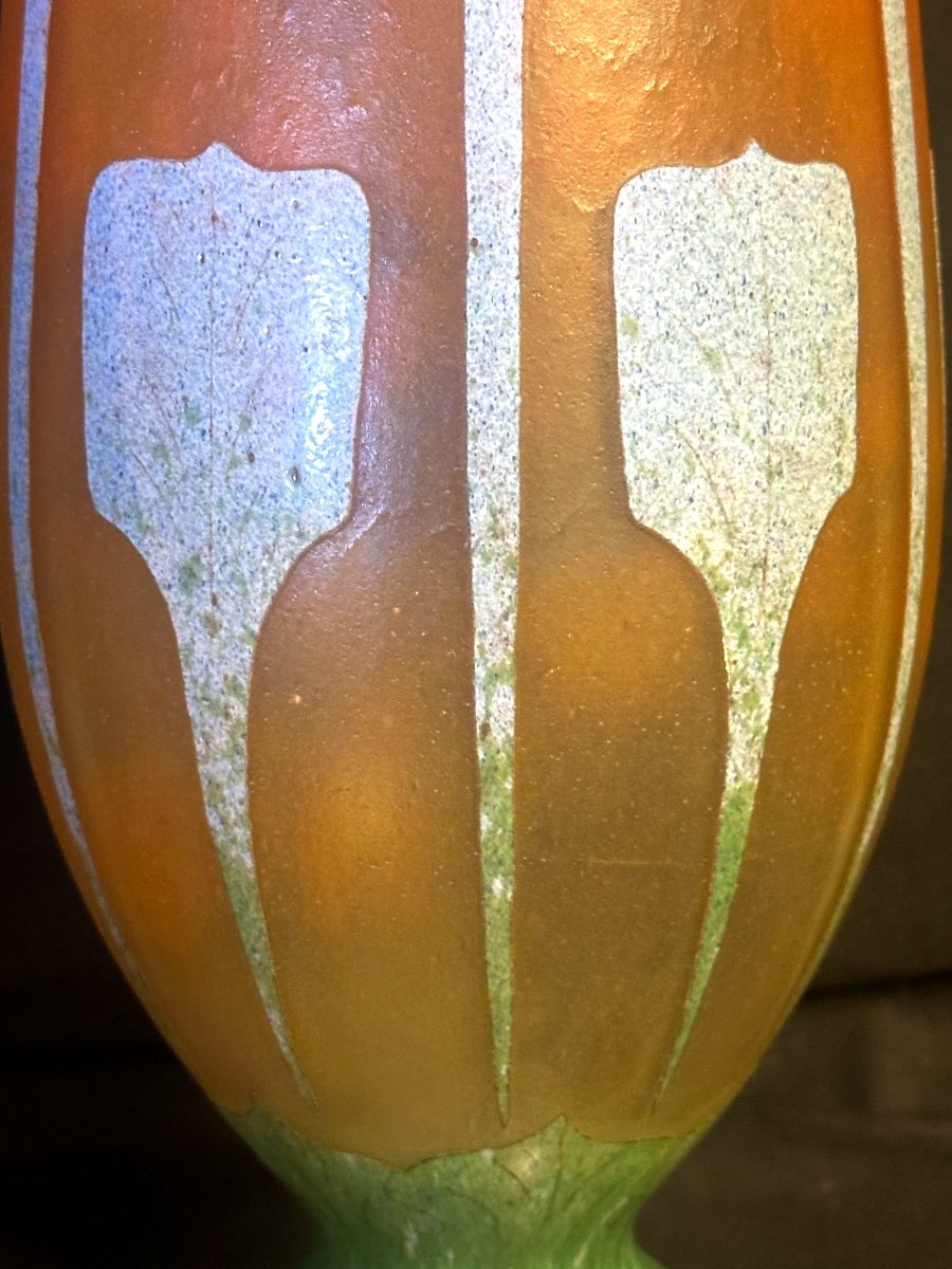 Le Verre Français Grand et rare vase 47,5cm signé au berlingot Schneider Charder Tres bon état-photo-3