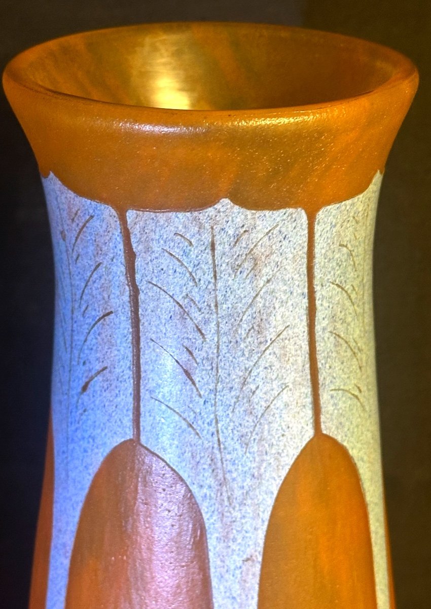 Le Verre Français Grand et rare vase 47,5cm signé au berlingot Schneider Charder Tres bon état-photo-4