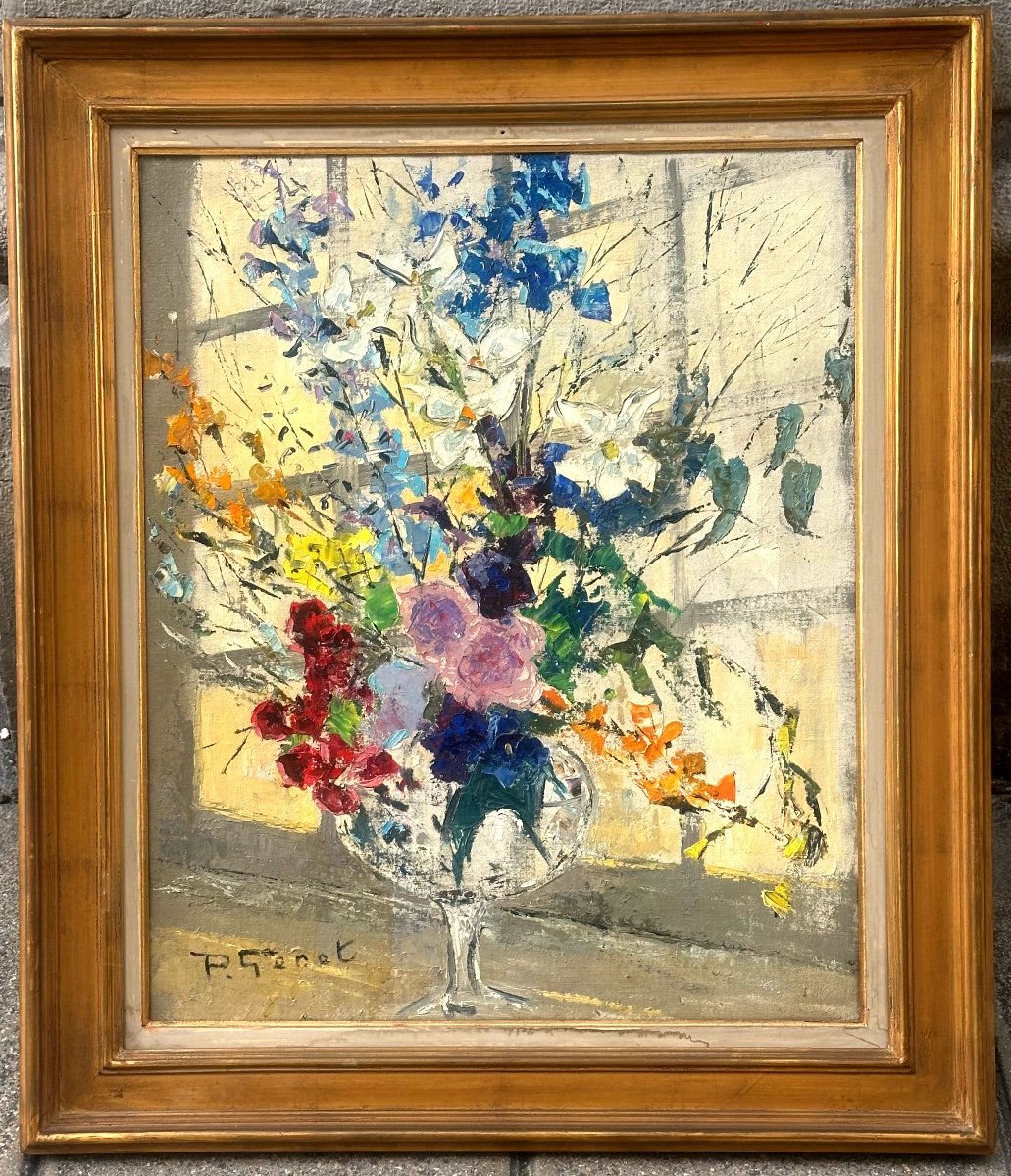 Paulette Genet 1892-1983 Large Oil Flowers Exhibition Lyon Retrospective Fine Arts /11