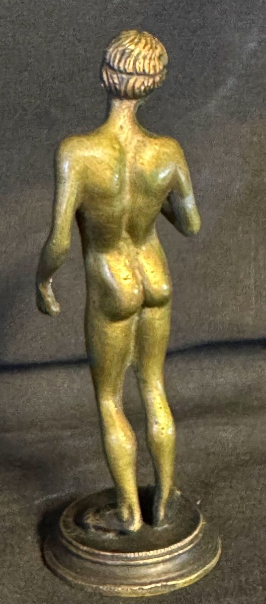 Bronze 19th Century Young Ephebe Nude Narcissus After The Antique -photo-3