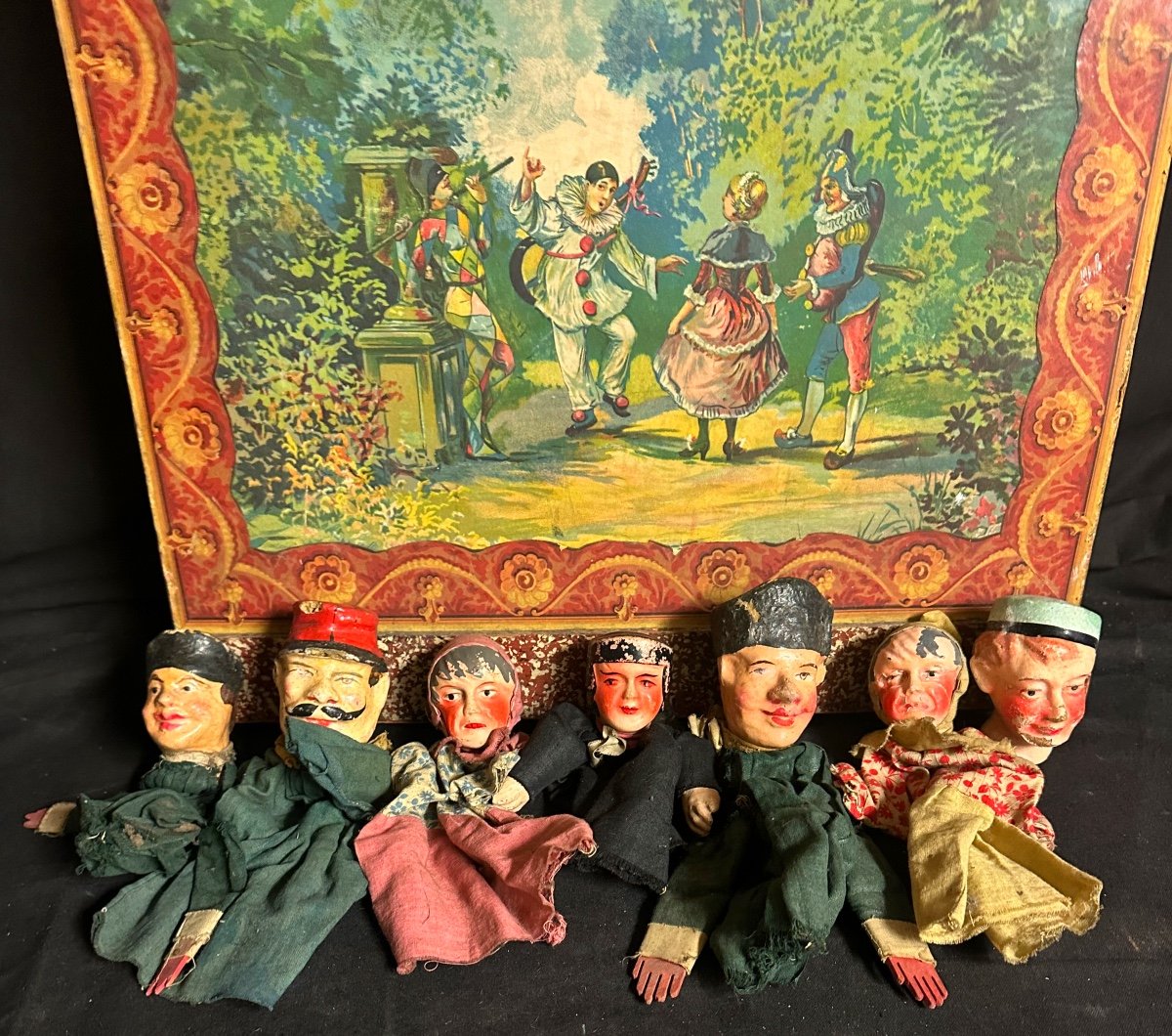 Guignol Theater With 7 Puppets Castelet Lyonnais In Good Condition Lyon-photo-4