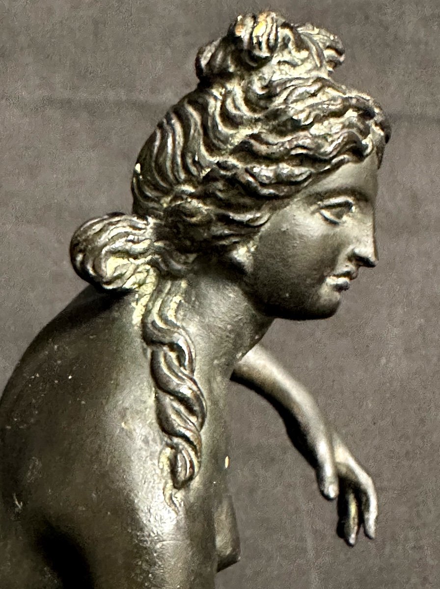 Bronze Aphrodite au dauphin d’après l’antique XIXe 25,5cm-photo-3