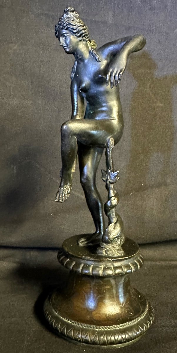 Bronze Aphrodite au dauphin d’après l’antique XIXe 25,5cm-photo-2