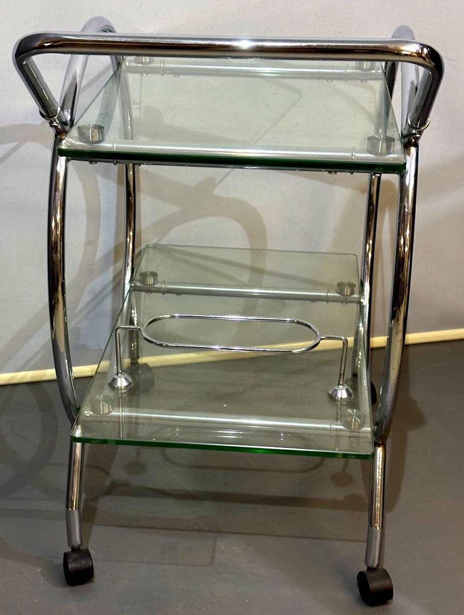 Art Deco Style 2-shelf Bar Trolley Serving Cart Rolling Table Very Good Condition-photo-1