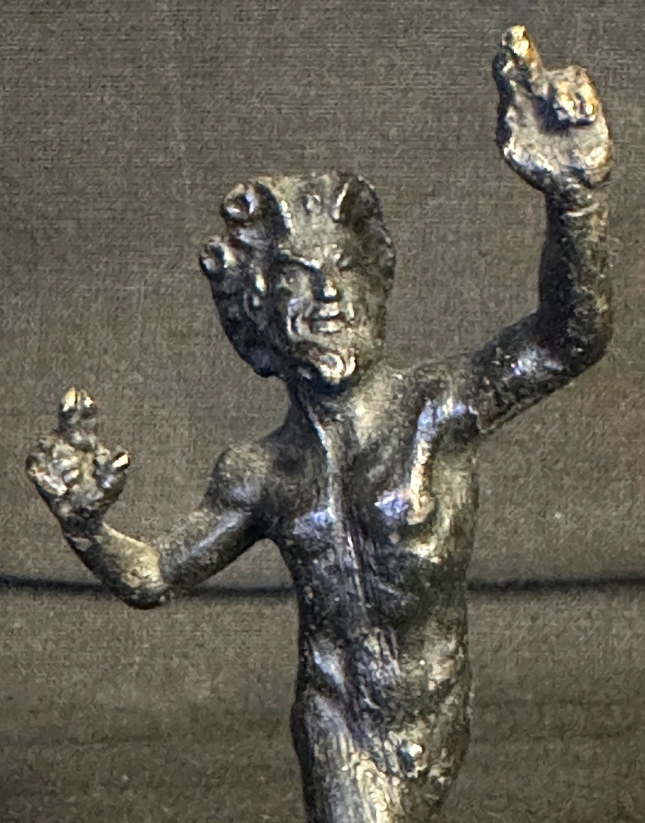 Bronze 19th Century Bacchus Or Dancing Faun God Of Wine From Ancient Pompeii -photo-2