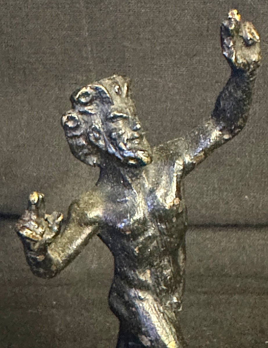 Bronze 19th Century Bacchus Or Dancing Faun God Of Wine From Ancient Pompeii -photo-4