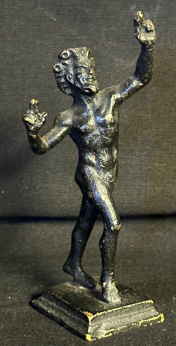 Bronze 19th Century Bacchus Or Dancing Faun God Of Wine From Ancient Pompeii 