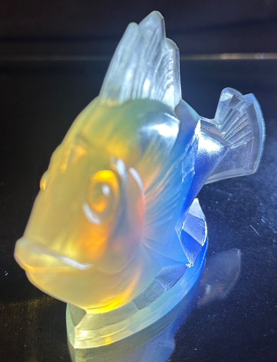 Sabino Opalescent Glass Fish Signed Art Deco 1930 -photo-1