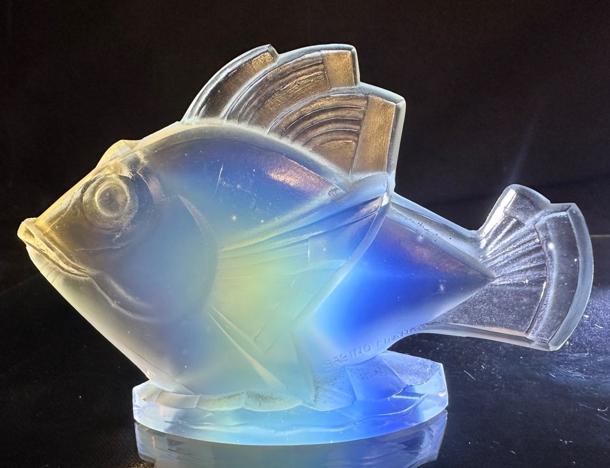 Sabino Opalescent Glass Fish Signed Art Deco 1930 