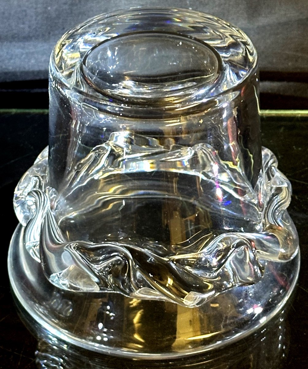 Daum Nancy Crystal Ice Bucket Sorcy Model Signed Arts De La Table-photo-2