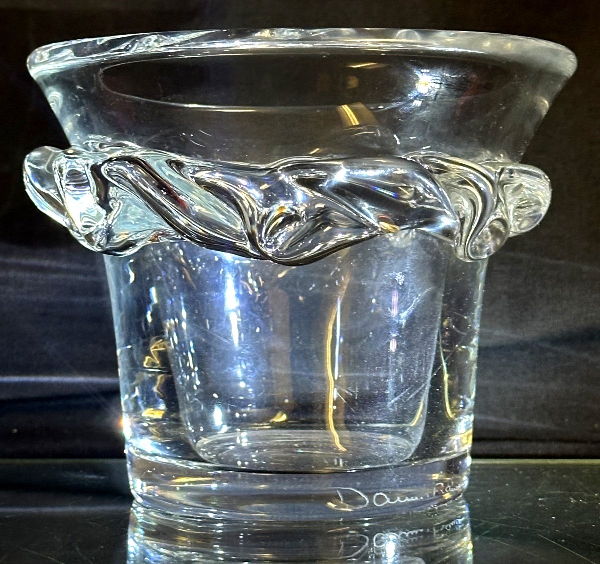 Daum Nancy Crystal Ice Bucket Sorcy Model Signed Arts De La Table