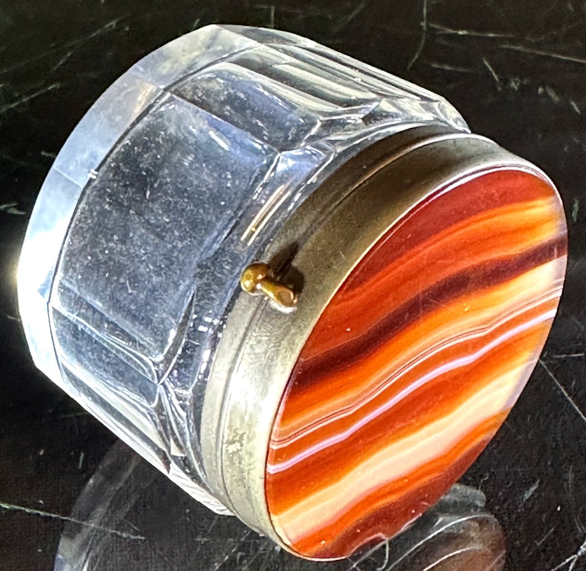 Agate And Metal Pill Box Jewelry Box -photo-3