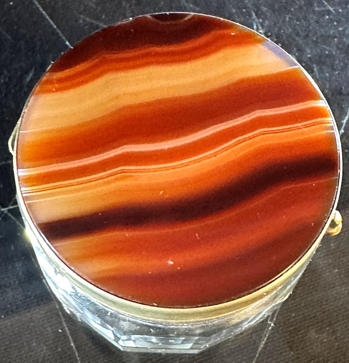 Agate And Metal Pill Box Jewelry Box -photo-4