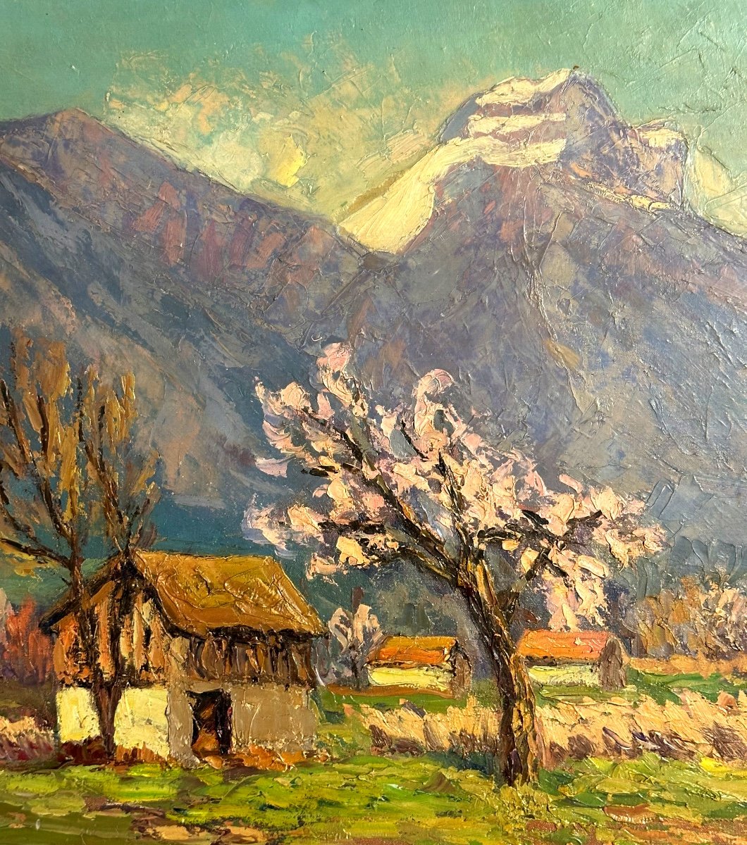 Lucien QUENARD 1902-1995 Huile La Dent de Crolles Meylan Isère montagne Alpes Grenoble-photo-2