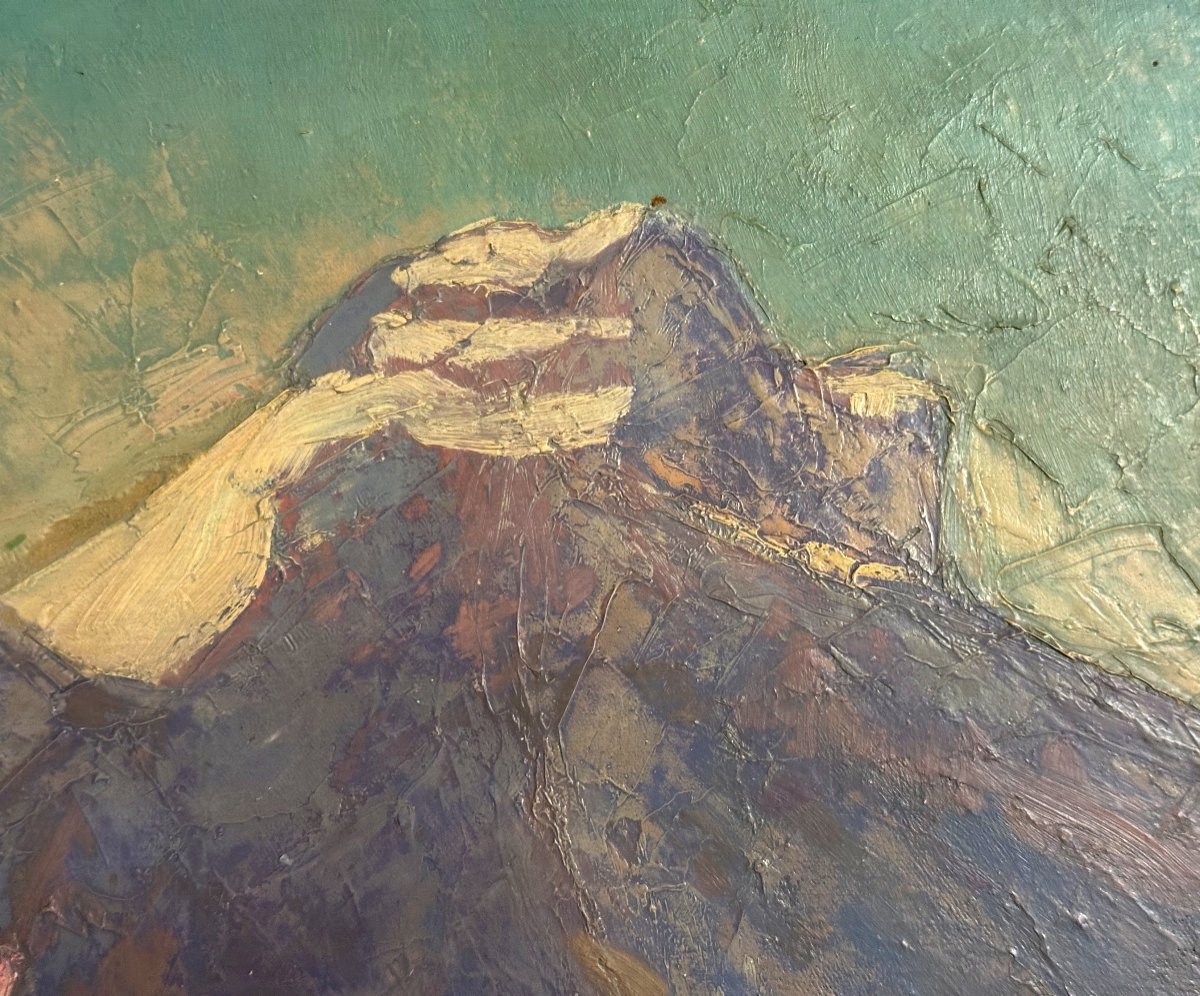 Lucien QUENARD 1902-1995 Huile La Dent de Crolles Meylan Isère montagne Alpes Grenoble-photo-3