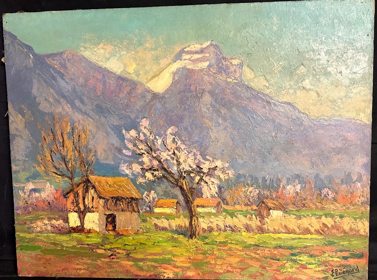 Lucien QUENARD 1902-1995 Huile La Dent de Crolles Meylan Isère montagne Alpes Grenoble