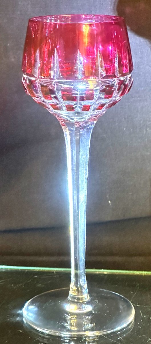 Cristal Saint Louis Colored Roemer Wine Glass Manhattan Model Signed And In Very Good Condition 