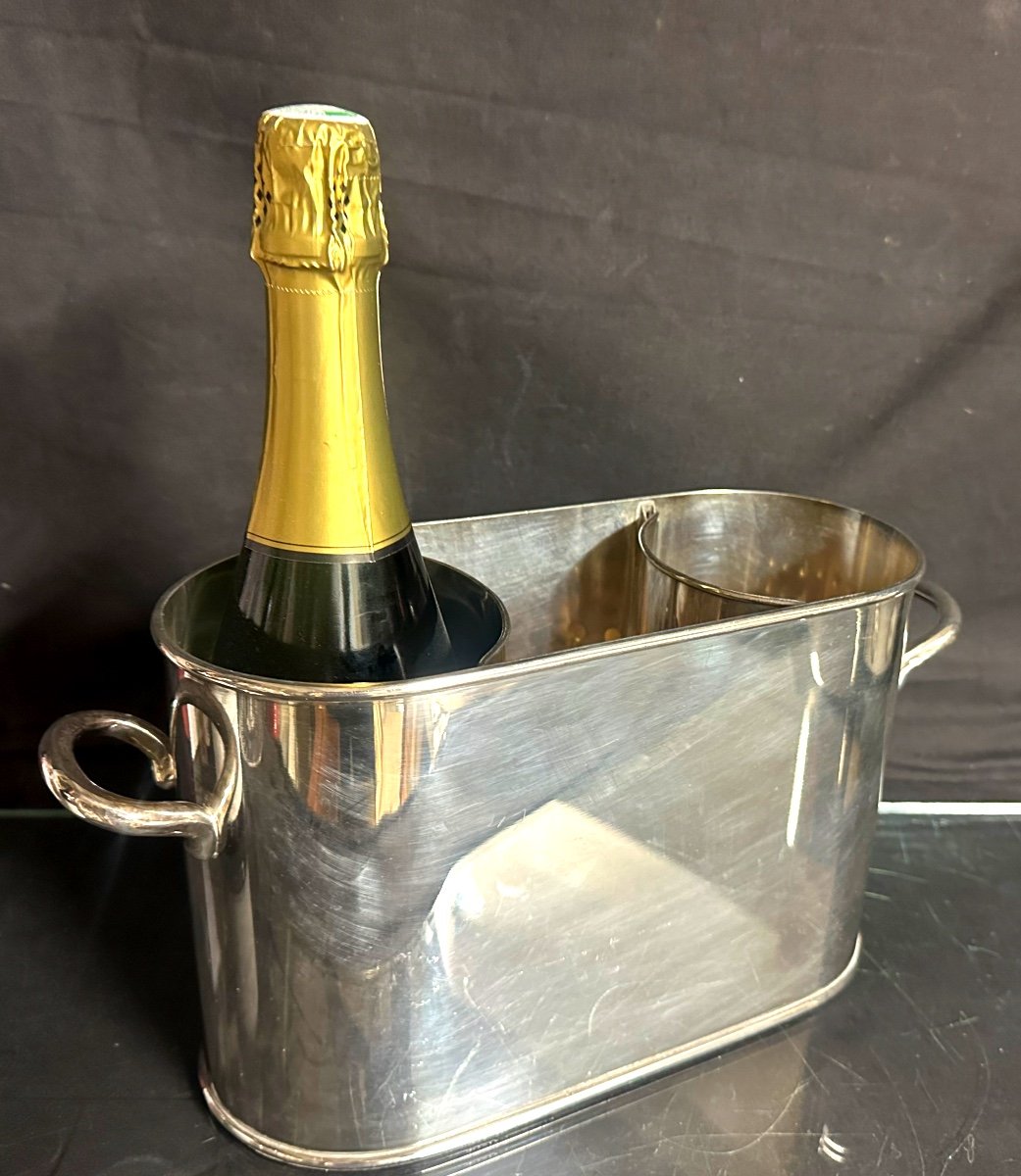 Rafraîchissoir double pour champagne ou vin Seau à champagne en métal argenté Art de la table