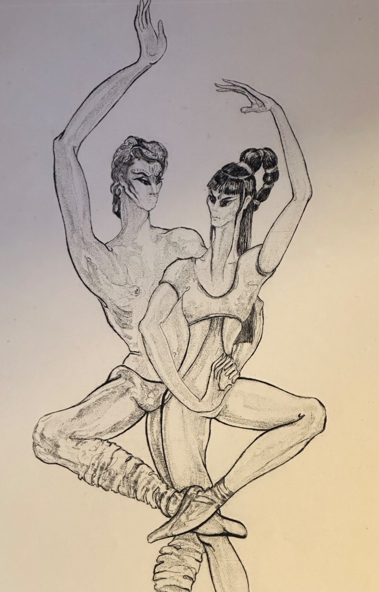 RARE Gravure Ballet Maurice BEJART Bhakti Rama et Sita Alix  ANTOINE Germinal CASADO Danse 1969