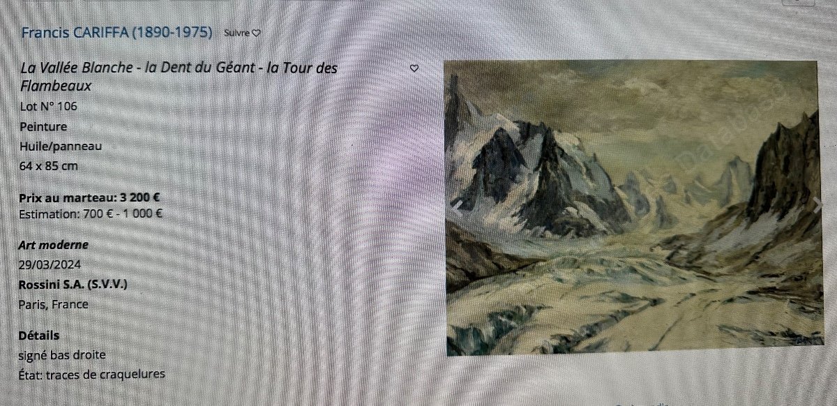 Francis Cariffa 1890-1975 The Argentiere Glacier Mont Blanc Aiguille Du Chardonnet Oil Alps-photo-6