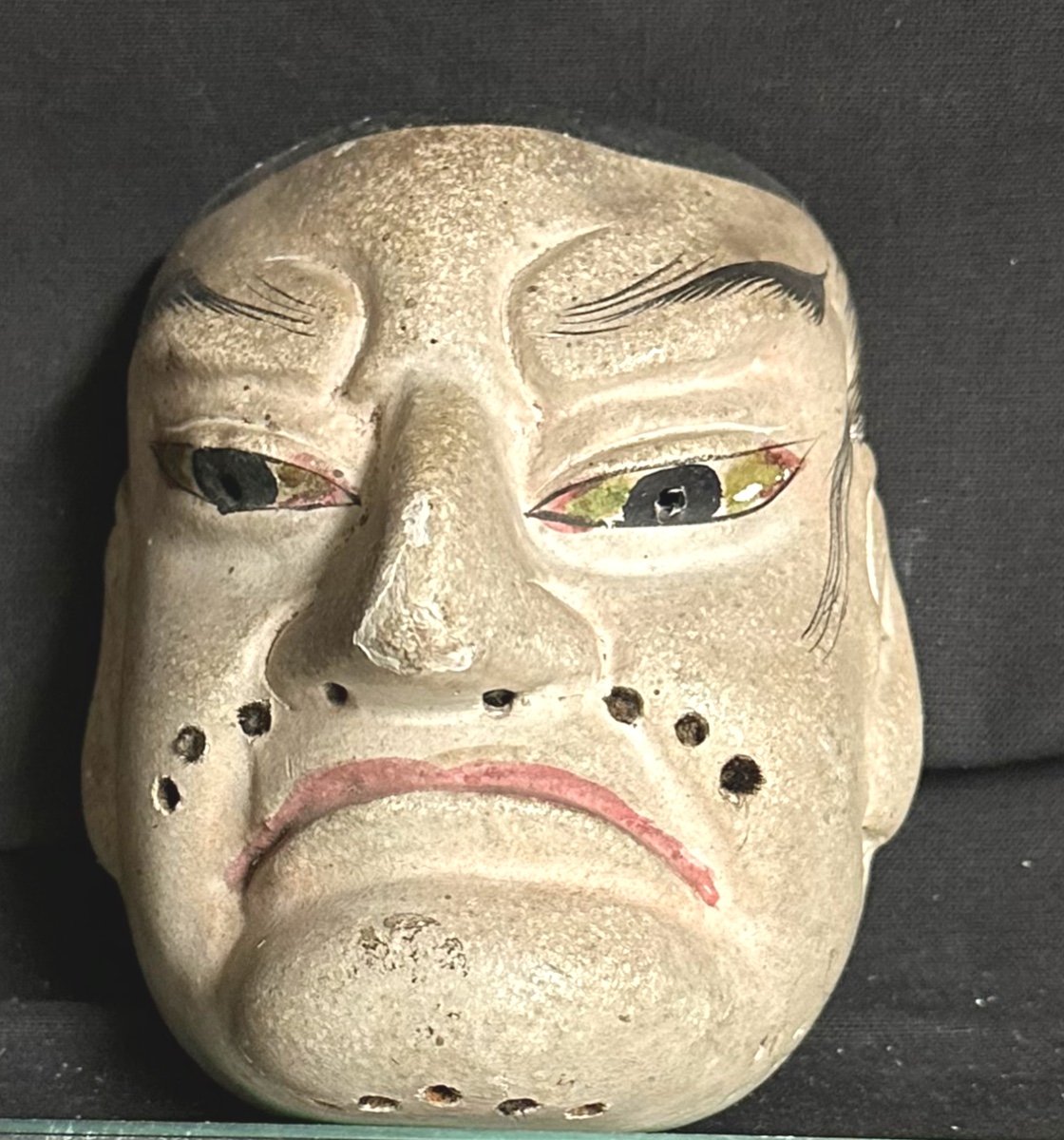 Masque De Théâtre No Japonais En Bois Polychrome XIXe  Edo-photo-3