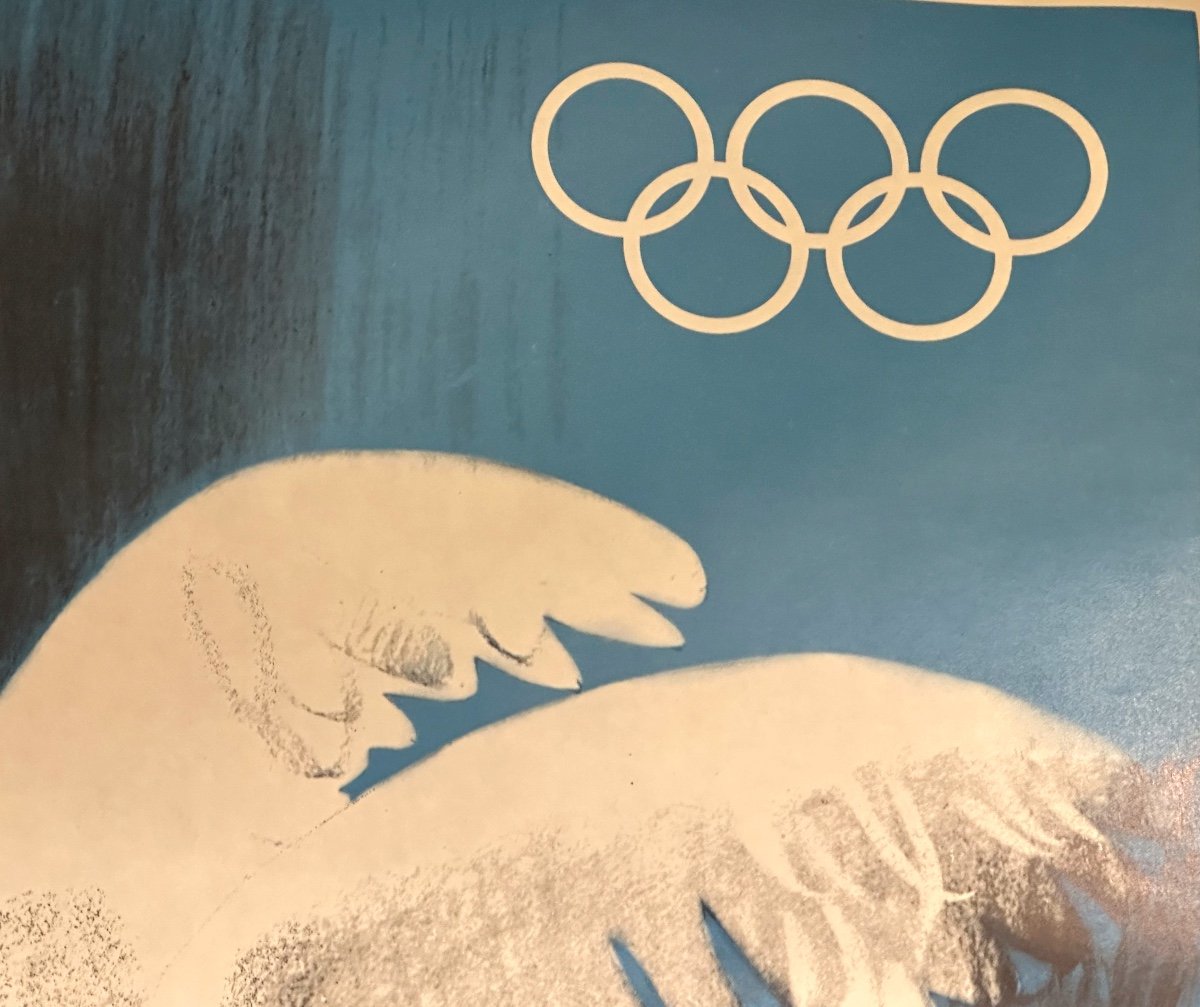 Rare Arcabas Poster Winter Olympics Grenoble 1968 Peace Mexico Sport Jean Marie Pirot -photo-1