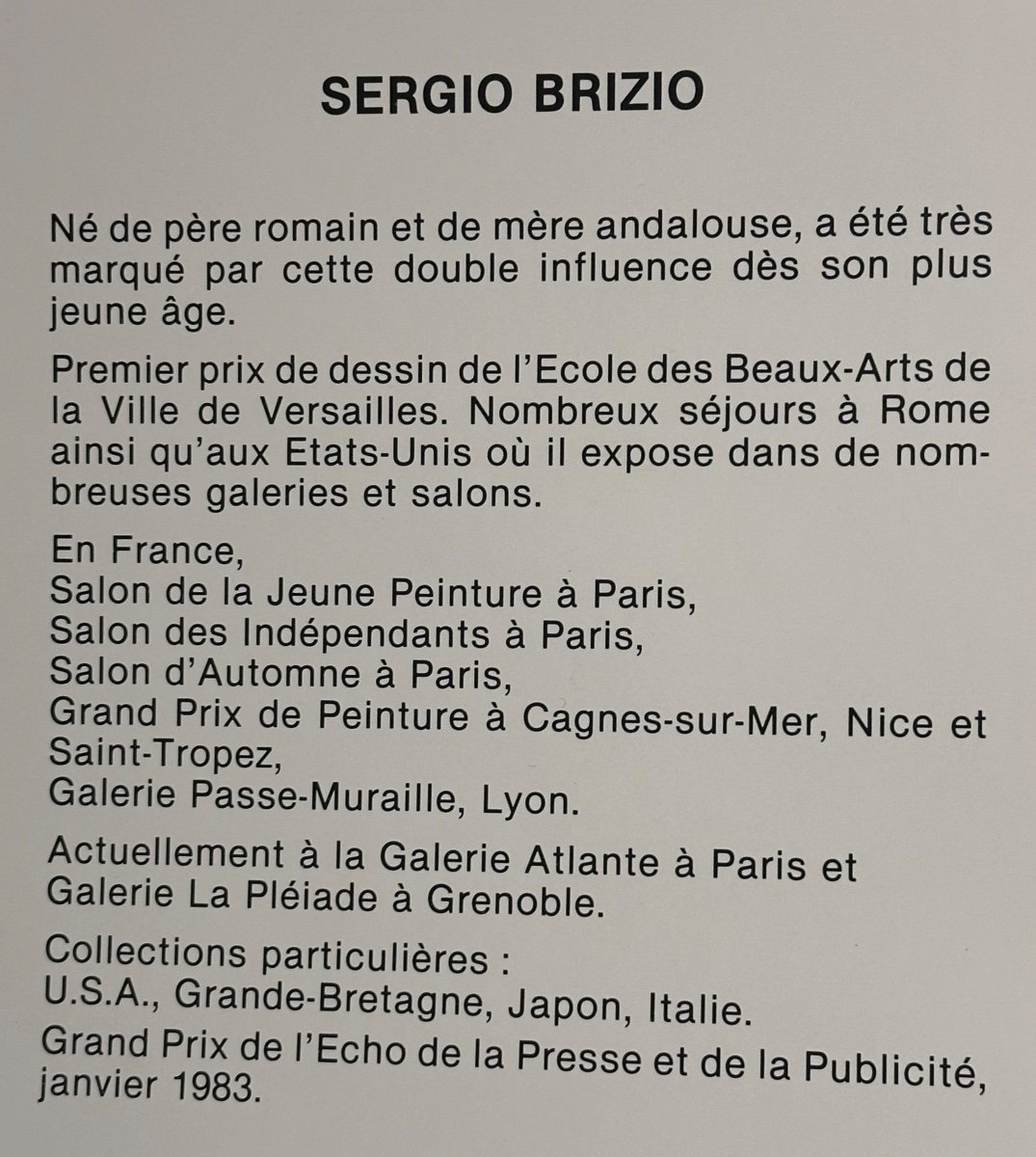 Sergio BRIZIO 1928-1997 Huile Symboliste Regard sur les astres Pomme signé-photo-3