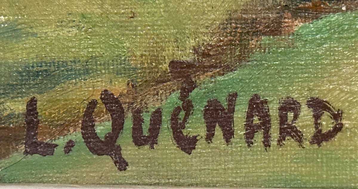 Lucien Quenard 1902-1995 Oil Door Collar With Figures Chartreuse Grenoble Mountain -photo-3