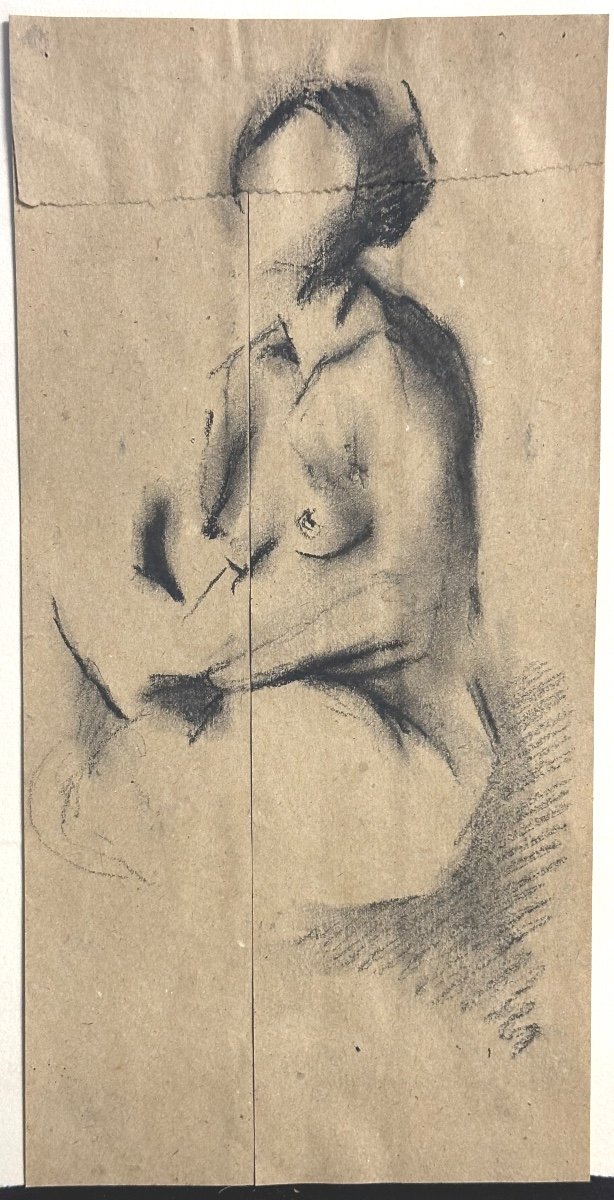 Winfried Veit 1945 Attributed Graphite Drawing Seated Female Nude /5-photo-2