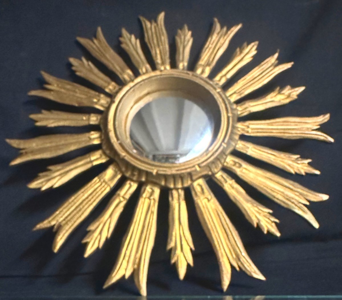 Witch Sun Mirror 54cm In Curved And Distorting Golden Wood Witch Curiosity