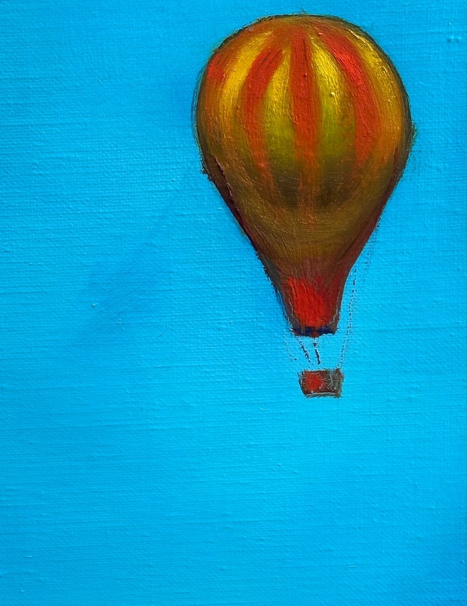 Sergio Brizio 1928-1997 Large Symbolist Oil 60x73cm Zeus And Hot Air Balloon -photo-4